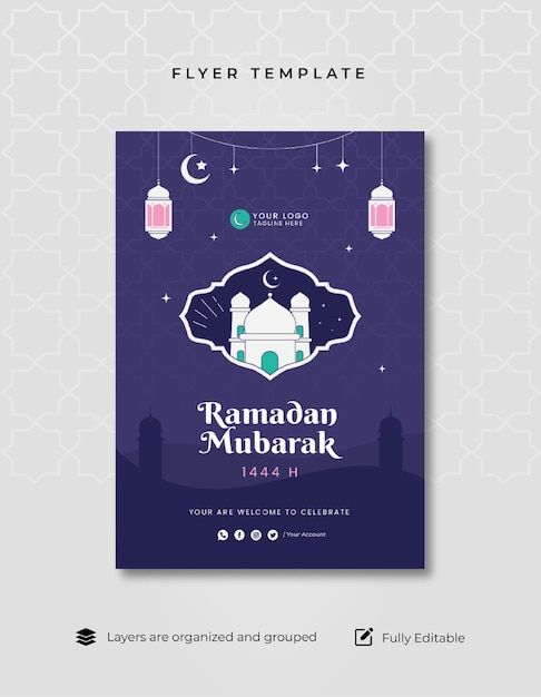 Vector flat islamic ramadan flyer template