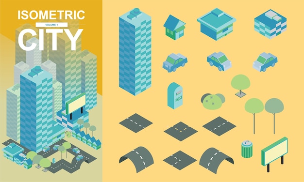 Flat isometric city blocks