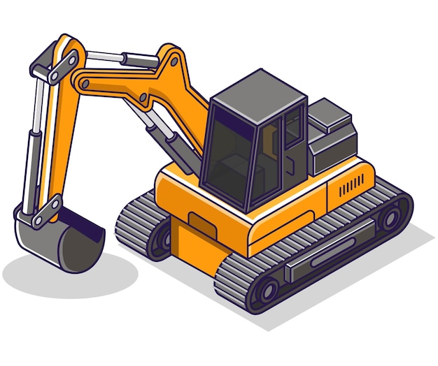 Flat isometric concept illustration beko excavator