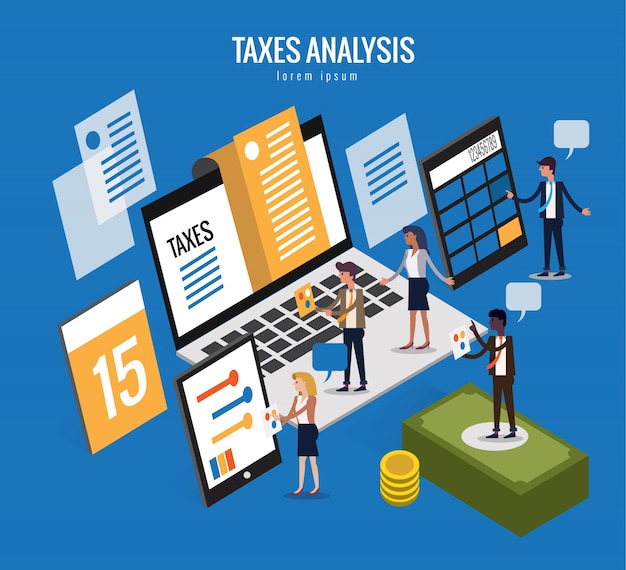 Flat isometric design of taxes concept.