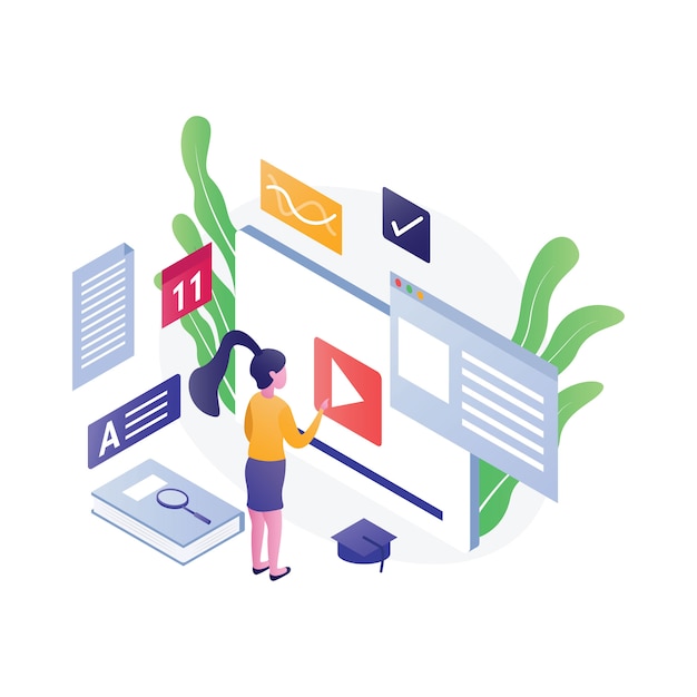 Flat isometric education illustration