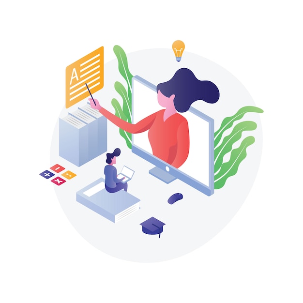 Flat isometric education illustration