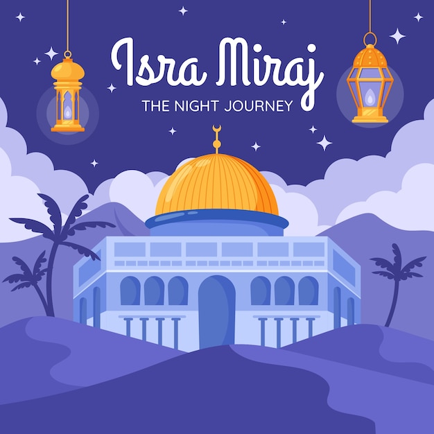 Flat isra miraj illustration