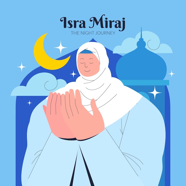 Flat isra miraj illustration