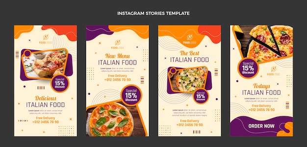 Flat italian instagram stories collection