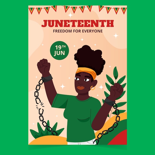 Flat juneteenth celebration vertical poster template