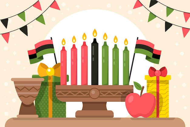 Flat kwanzaa background