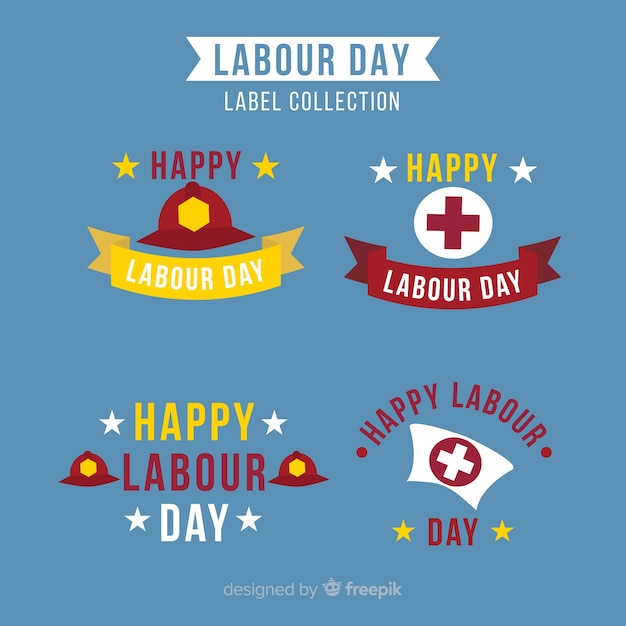 Flat labor day badge collection