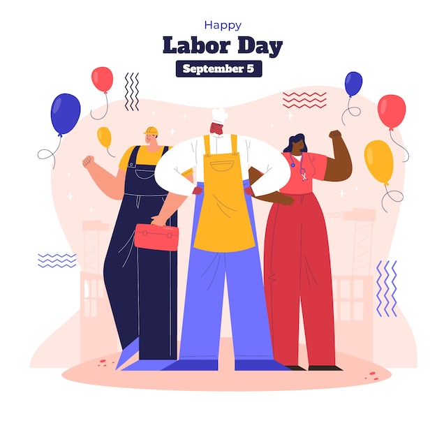 Flat labor day illustration