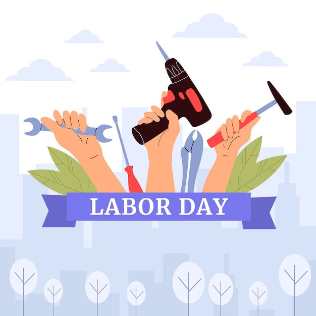 Flat labor day illustration