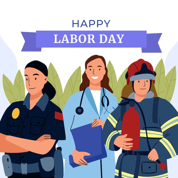 Flat labor day illustration