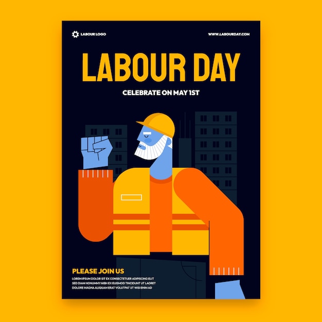 Flat labor day vertical poster template