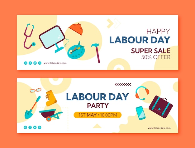 Flat labour day banner