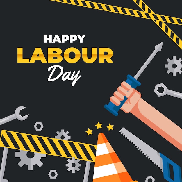 Flat labour day illustration