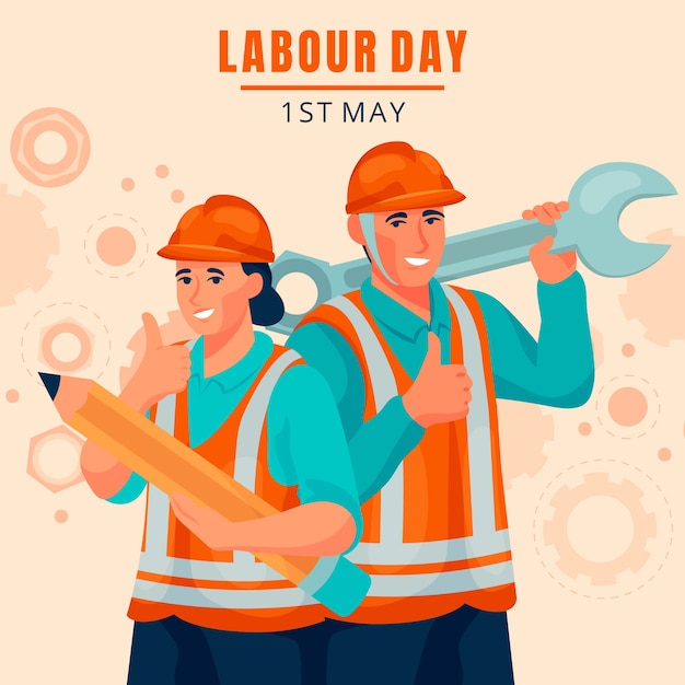 Flat labour day illustration