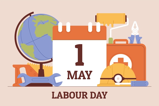 Flat labour day illustration