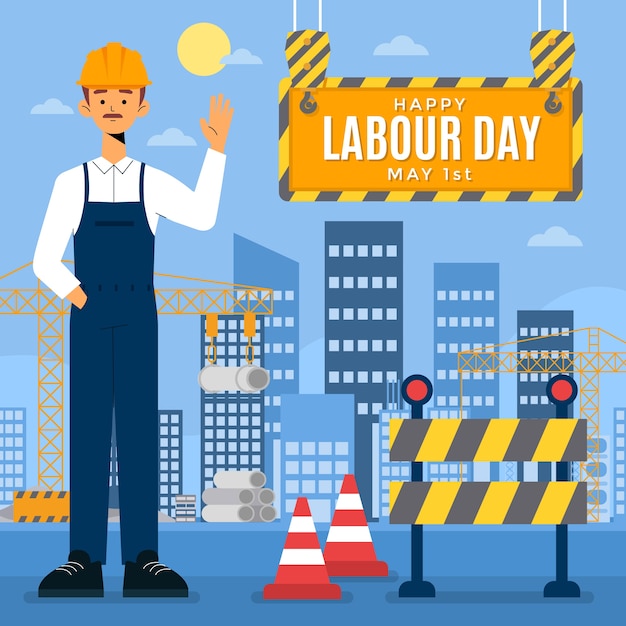 Flat labour day illustration