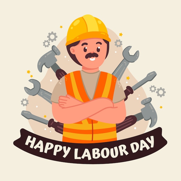 Flat labour day illustration