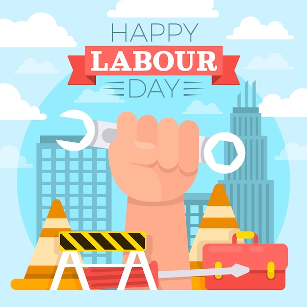 Flat labour day illustration