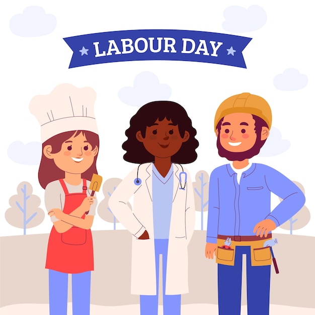 Flat labour day illustration