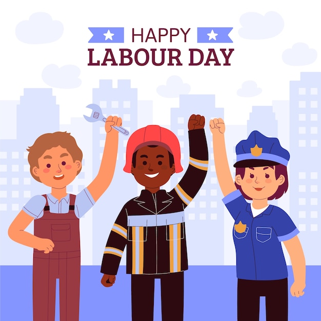 Flat labour day illustration