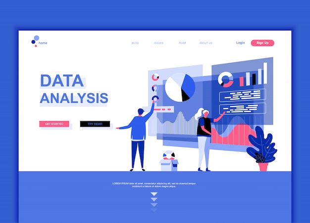 Flat landing page template of Data Analysis