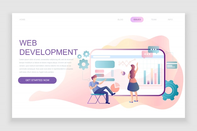 Flat landing page template of Web Development