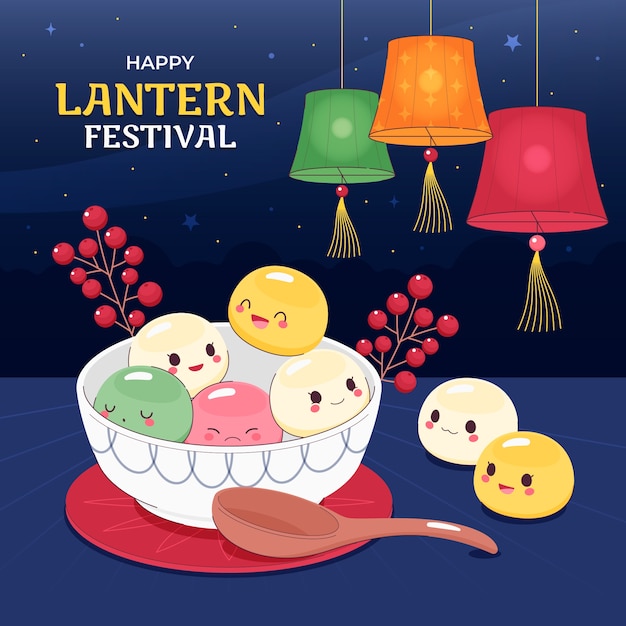 Flat lantern festival illustration