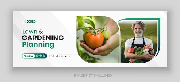 Vector flat lawn or gardening service facebook cover design or web banner template