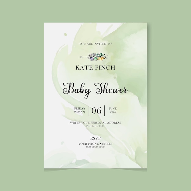 Flat lay of baby shower invitation template