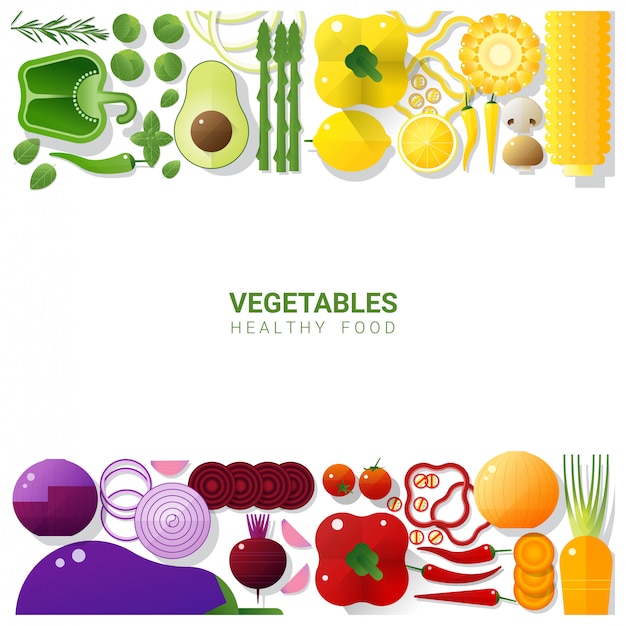 Flat lay Fresh vegetables on white