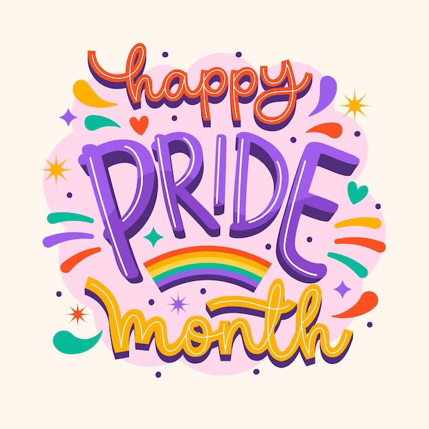 Vector flat lettering for pride month celebrations