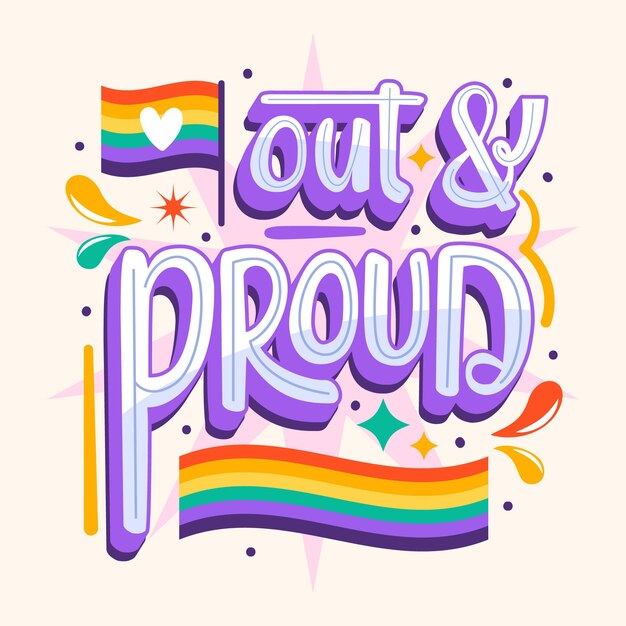 Vector flat lettering for pride month celebrations