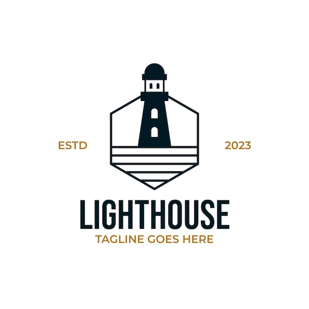 Flat lighthouse logo design vector illustration idea