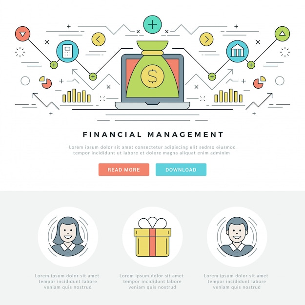 Flat line online business concept vector icons.