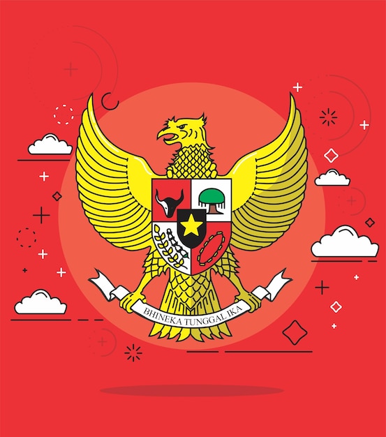 Vector flat line pancasila free vector