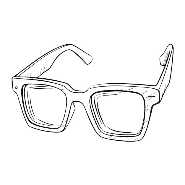 Vector flat linear illustration of sunglasses coloring pencil illustration black and white