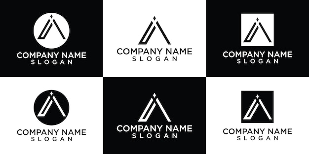 flat a logo design templates