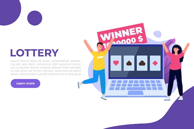 Flat lottery or Bingo, Gambling business concept. Tiny winer persons. Vector illustration.