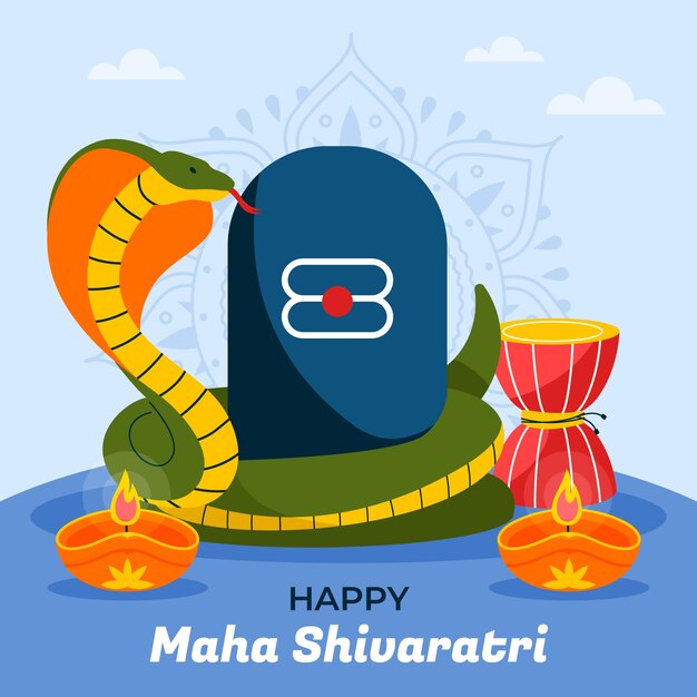 Flat maha shivratri illustration