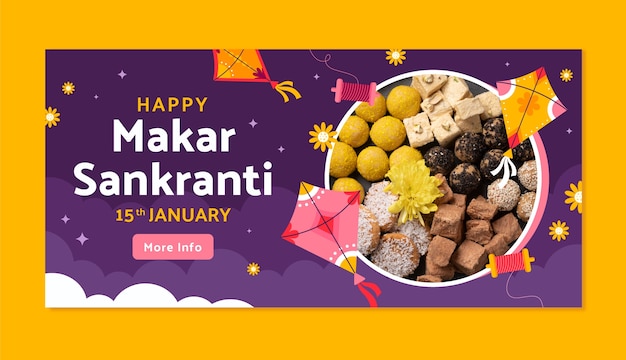 Vector flat makar sankranti horizontal banner template