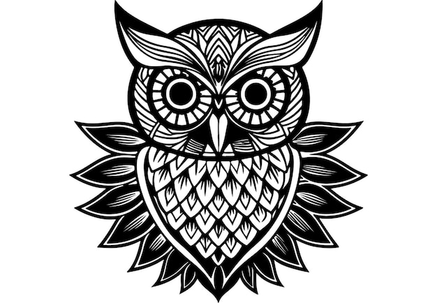 Flat mandala Owl outline design