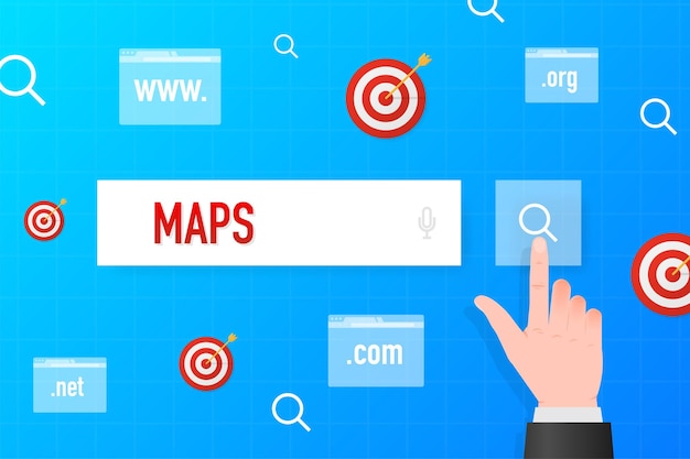 Flat maps button search illustration Flat vector icon Vector logo