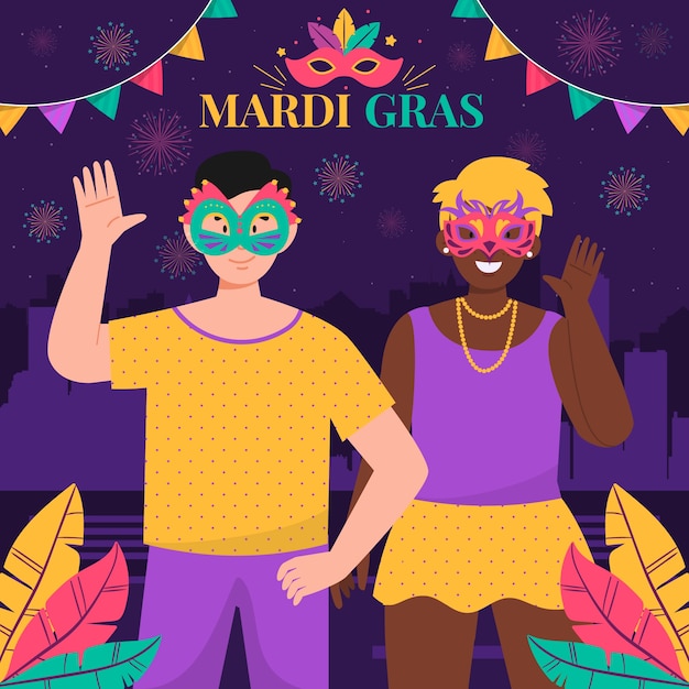 Flat mardi gras illustration