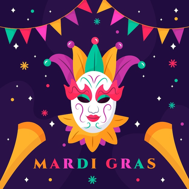 Flat mardi gras illustration