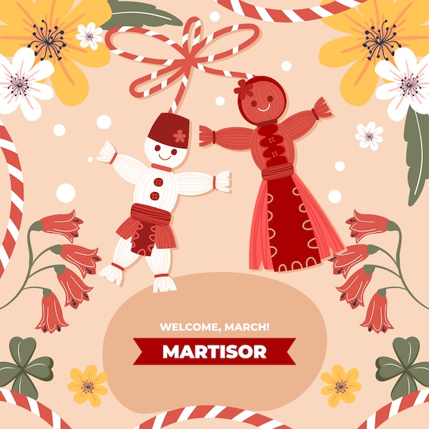 Vector flat martisor illustration