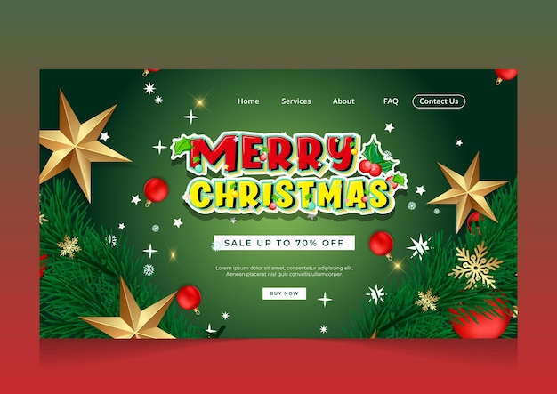 Flat mary christmas landing page design template