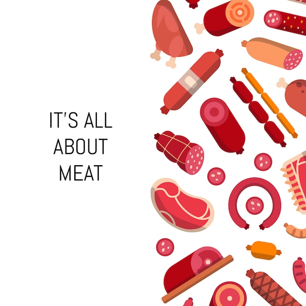  flat meat and sausages icons 