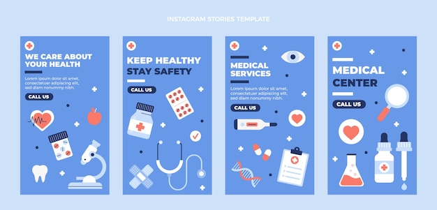 Flat medical design medical ig stories