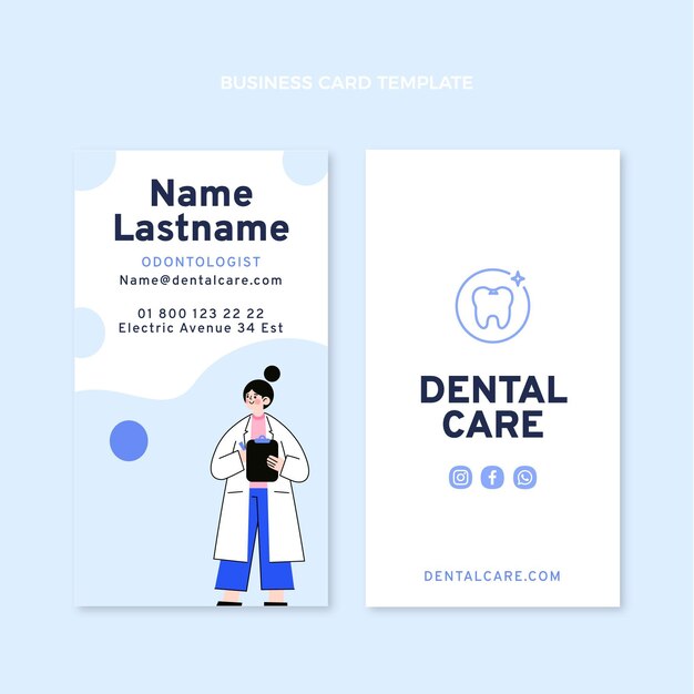 Vector flat medical vertical business card template